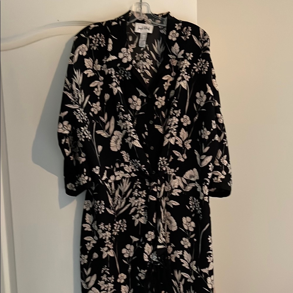 Floral Black and White Dress